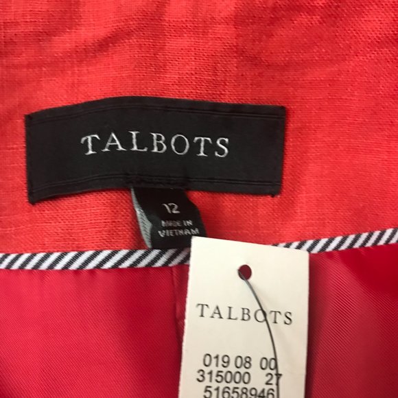 NWT Talbots Red Linen Jacket w/Peplum Size 12 - Picture 10 of 10